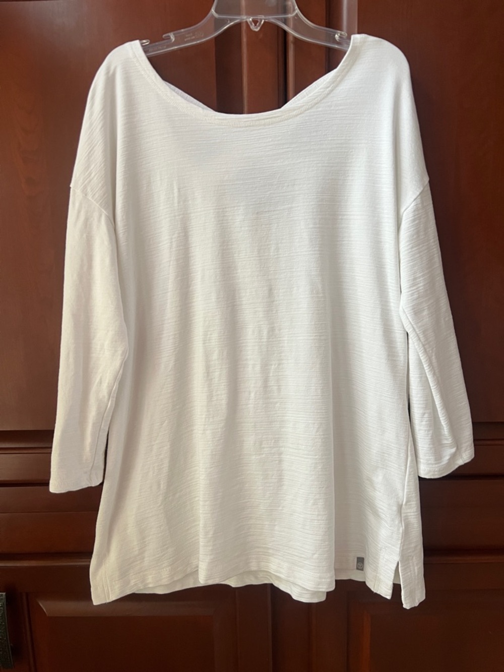 T by Talbots White Textured Boatneck Tunic